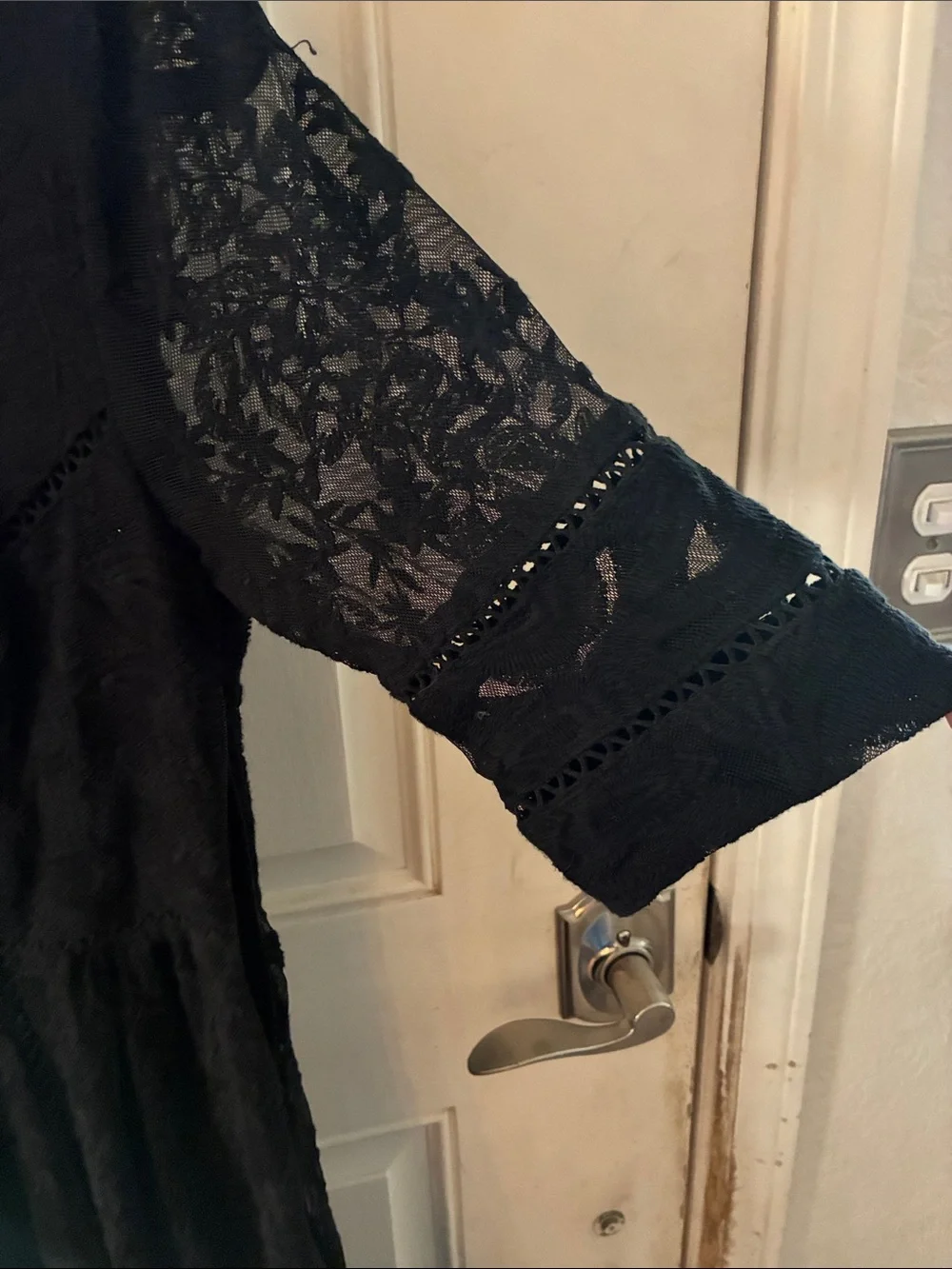 Free People Black Lace V-Neck Cocktail Dress